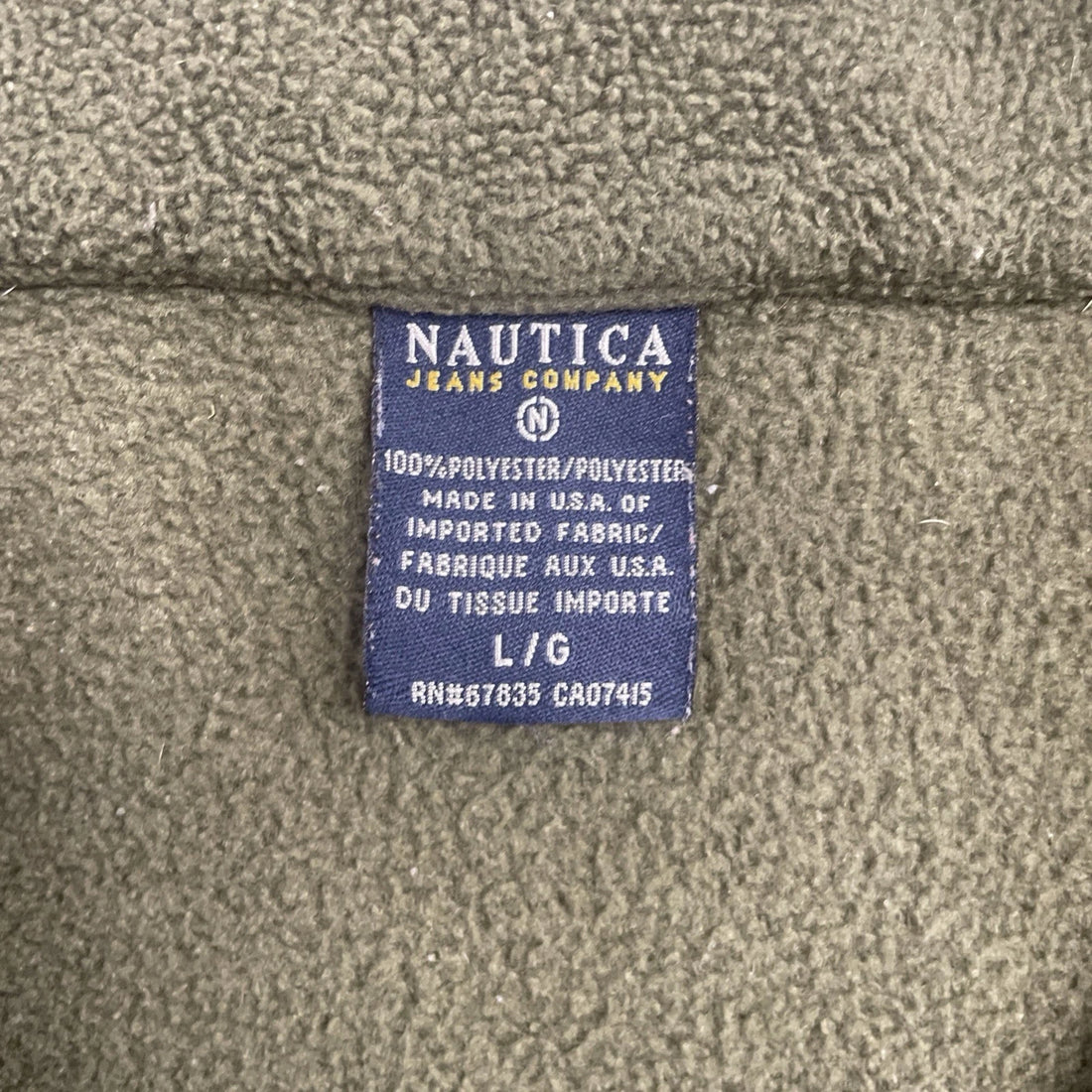 Vintage Nautica Jeans 1/4 Zip Pullover Fleece Jacket Size Large Green