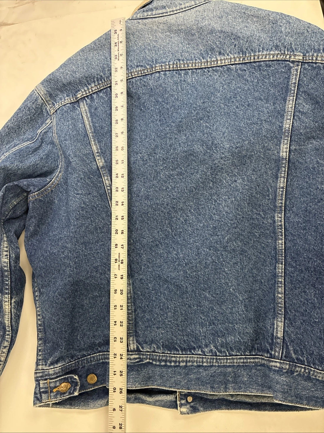 Lee Storm Rider Denim Trucker Jacket Size Large Blanket Lined