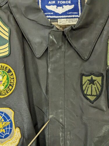 Vintage Air Force USAF Leather Bomber Jacket Size 3XL Brown