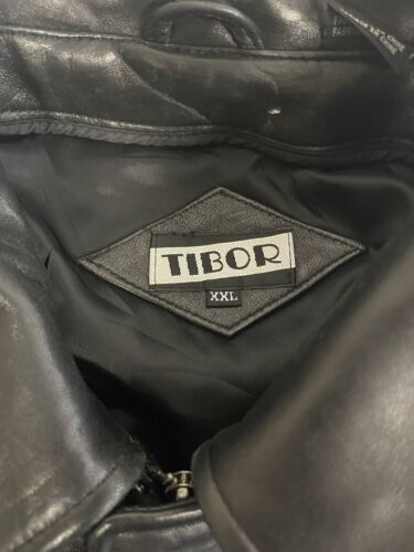 Tibor Leather Bomber Jacket Size 2XL Black