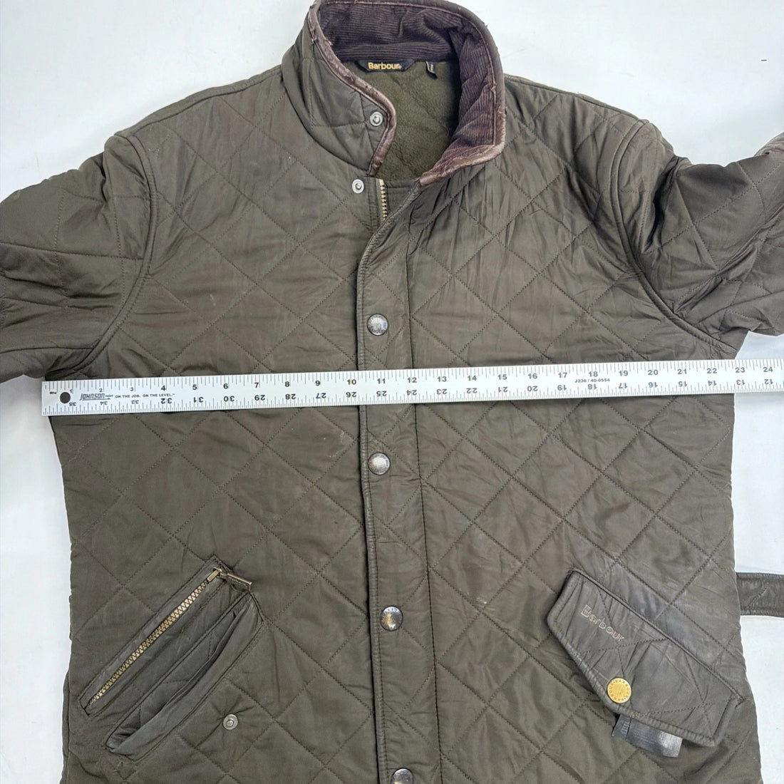 Barbour Powell Quilt Waxed Coat Jacket Size Large