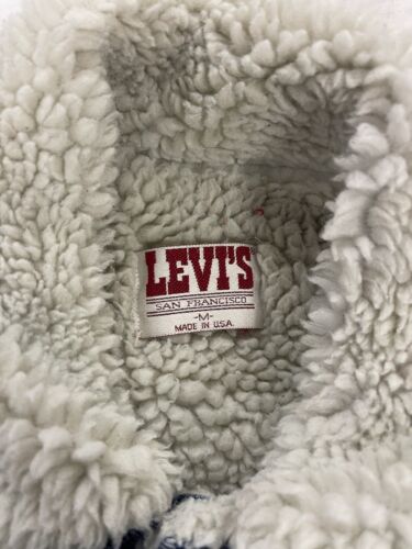 Vintage Levi Strauss & Co Denim Trucker Jacket Size Medium Sherpa Lined