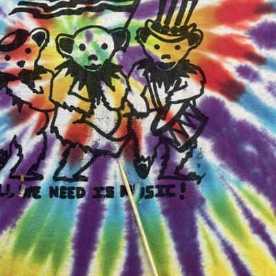 Vintage Grateful Dead All We Need Is Music Bears Tie Dye T-Shirt Size XL