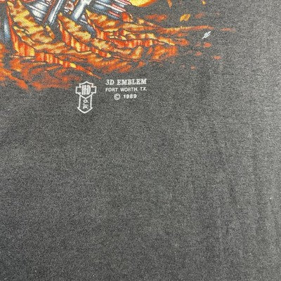 Vintage Eagle Engine Harley Davidson 3D Emblem T-Shirt Size XL 1989 80s
