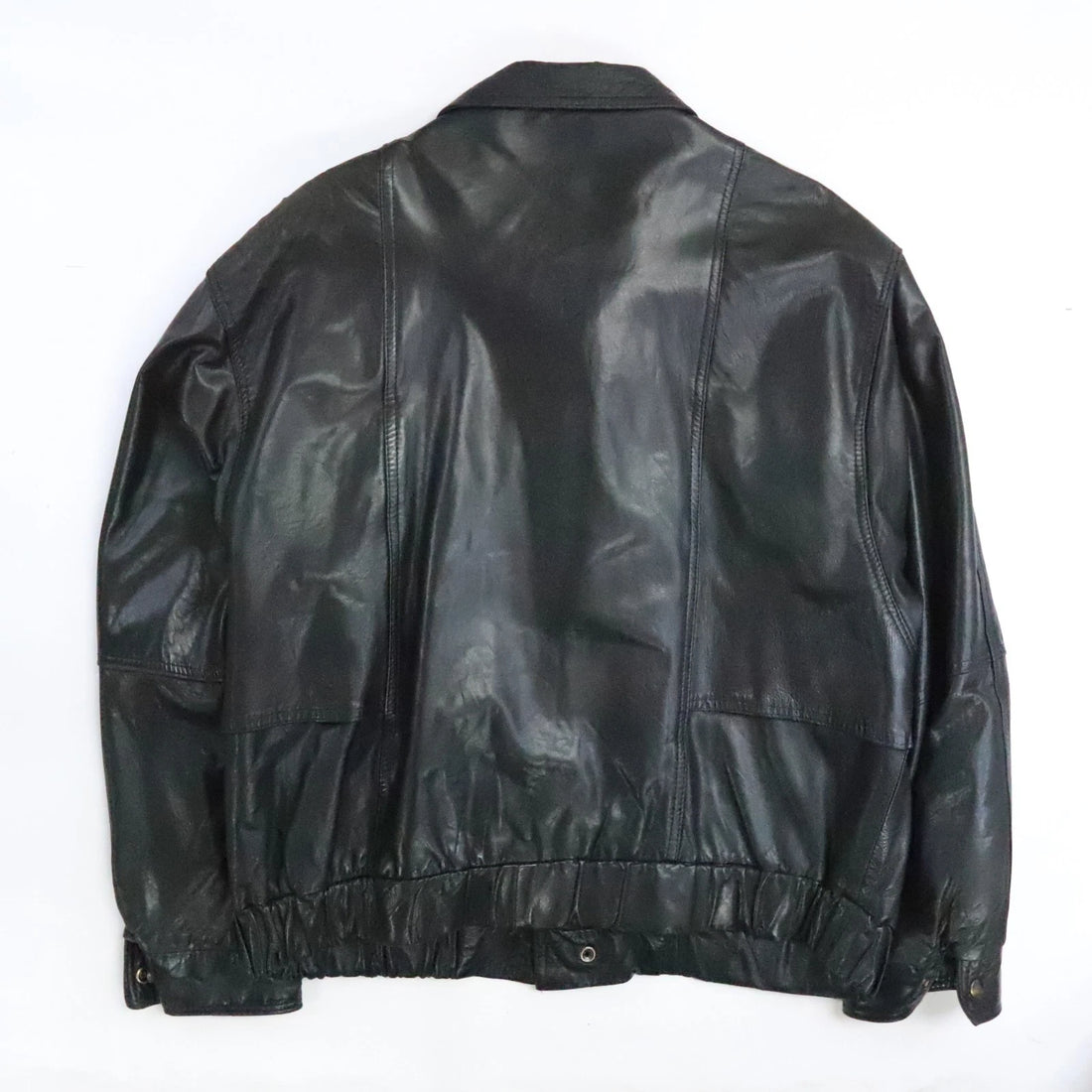 Vintage London Fog Leather Bomber Jacket Size XL Black