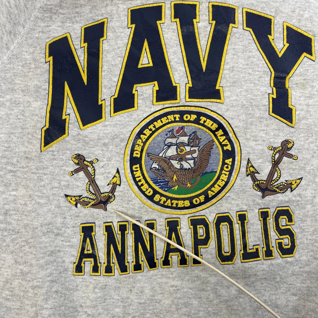 Vintage US Navy Annapolis Crest Crewneck Sweatshirt Size Large USN 90s
