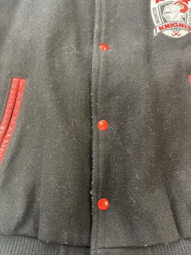 Vintage Ajax Knights Minor Hockey Leather Wool Varsity Jacket Size Medium