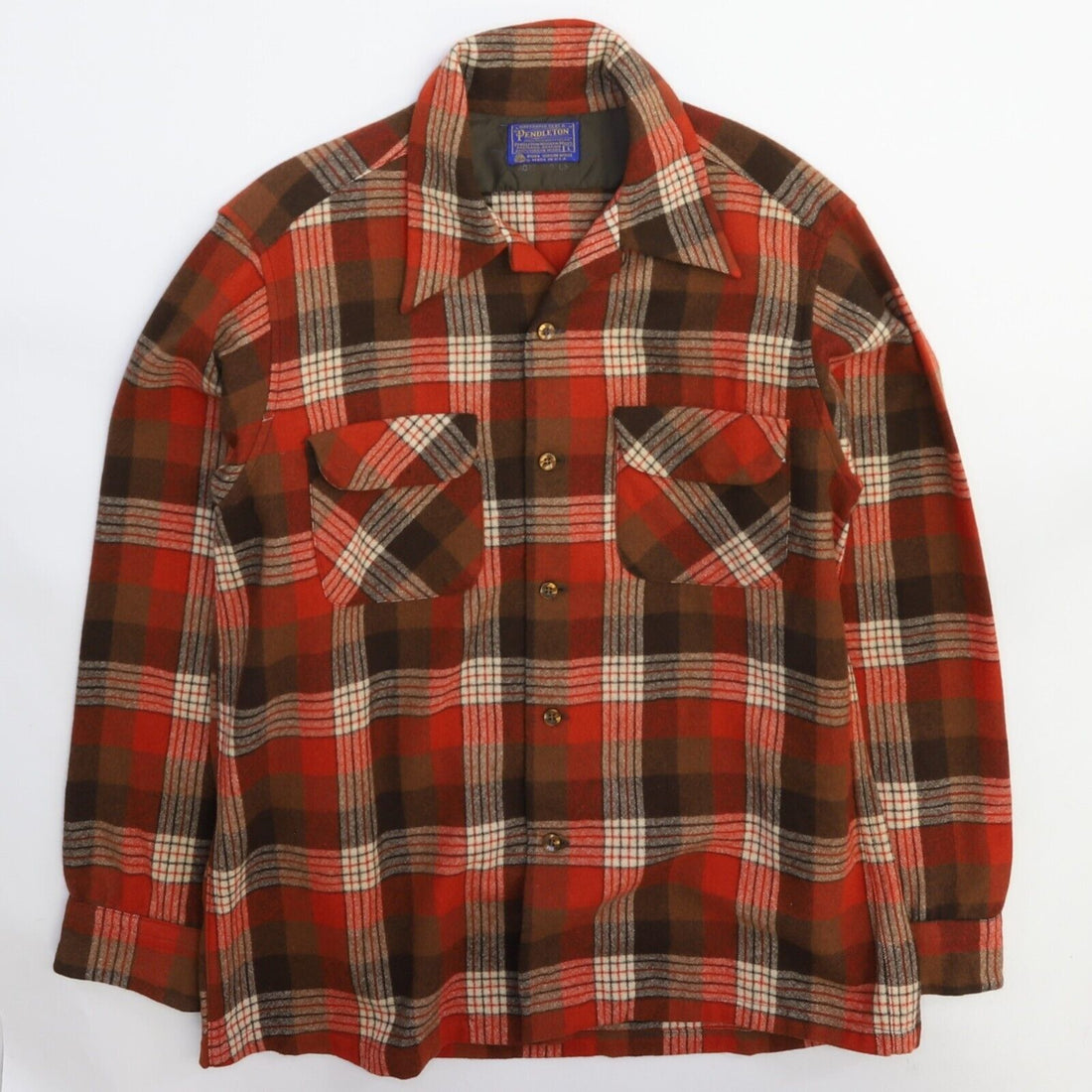 Vintage Pendleton Wool Board Button Up Shirt Size Large Red Plaid