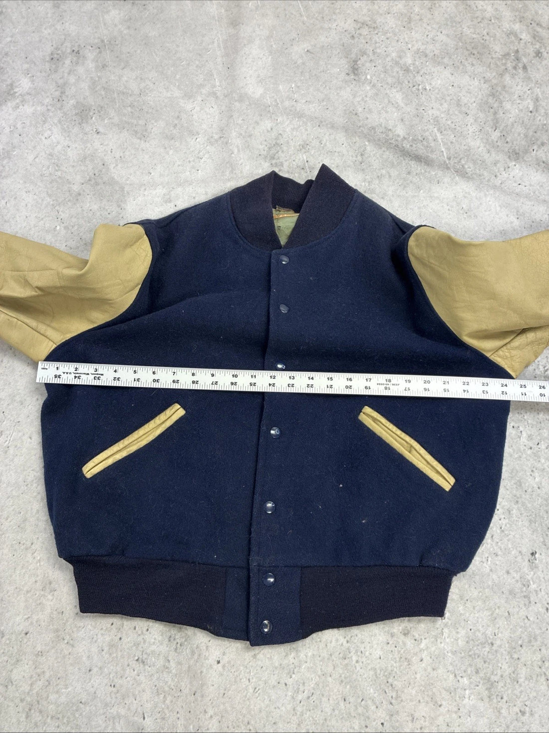Vintage Detroit Knitting Mills Leather Wool Varsity Letterman Jacket Size 46