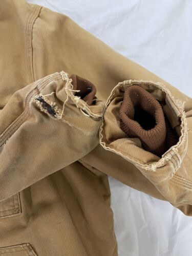 Vintage Carhartt Canvas Arctic Work Jacket Size XL Brown Wool