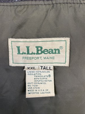 Vintage L.L. Bean Leather Bomber Jacket Size 2XL Tall Black
