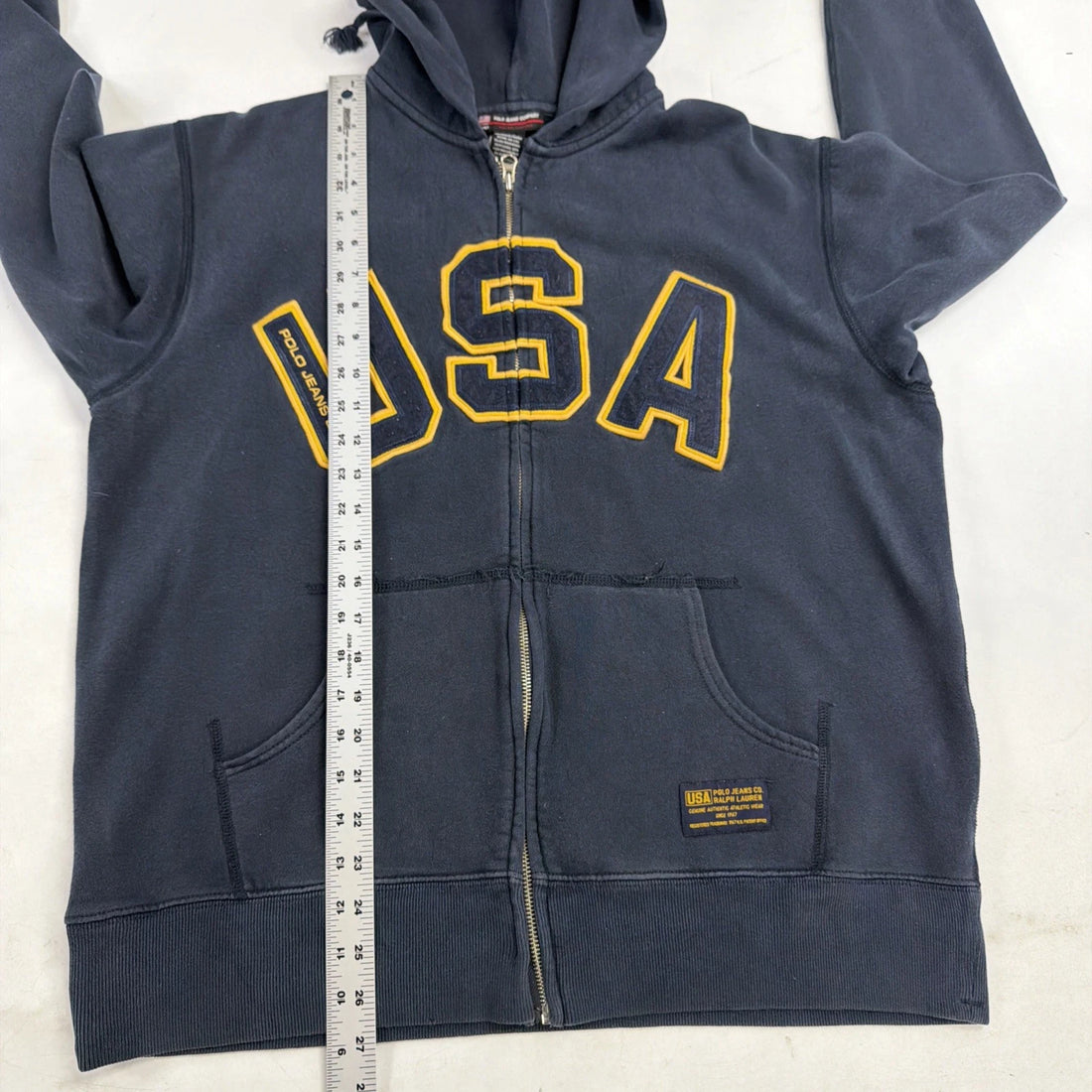 Vintage Polo Jeans USA Full Zip Sweatshirt Hoodie Size Medium