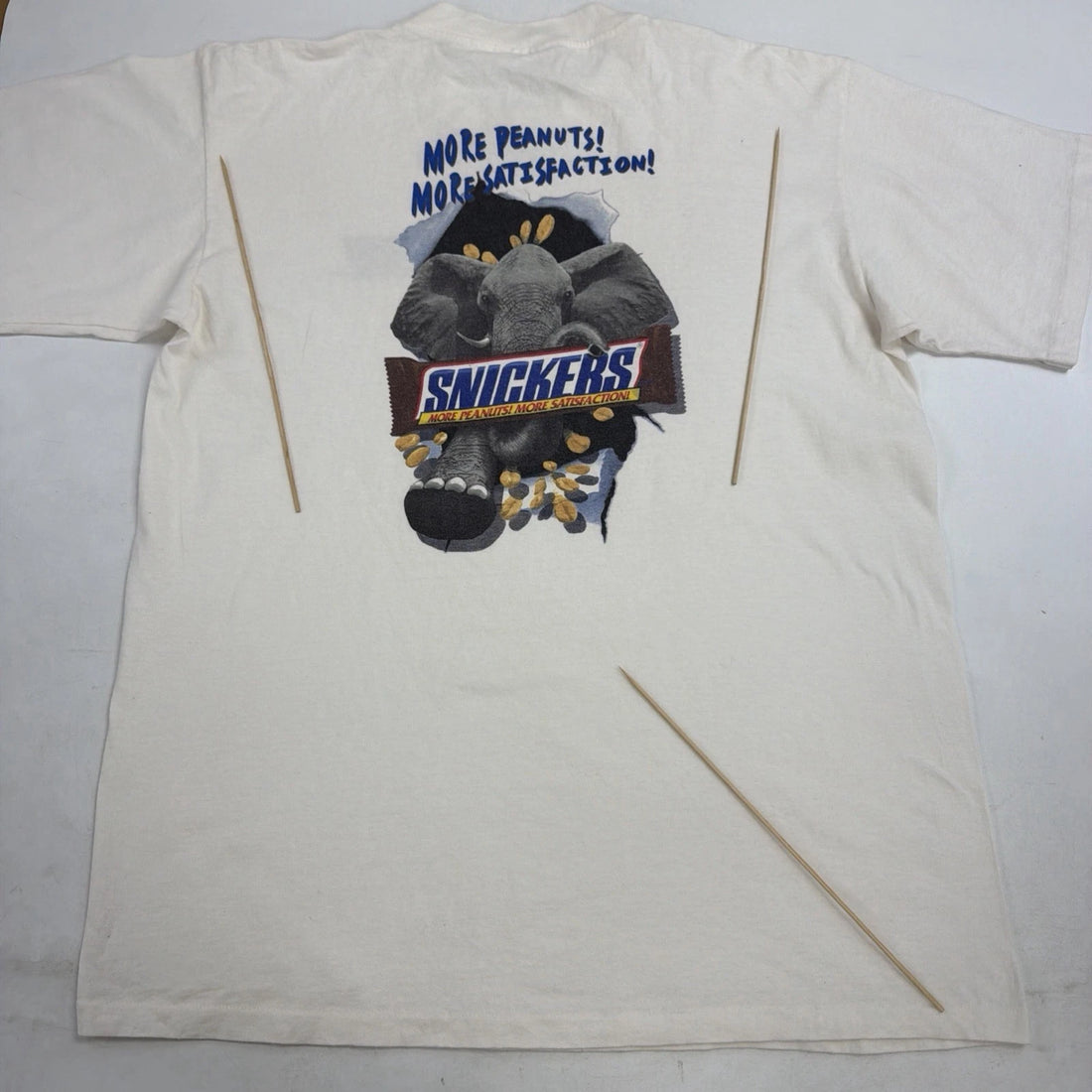 Vintage Snickers T-Shirt Size Large Double Sided Snack Promo