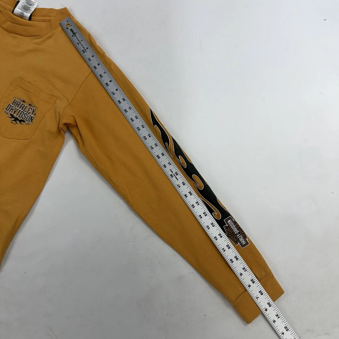 Vintage Harley Davidson Long Sleeve Pocket T-Shirt Size Medium Yellow
