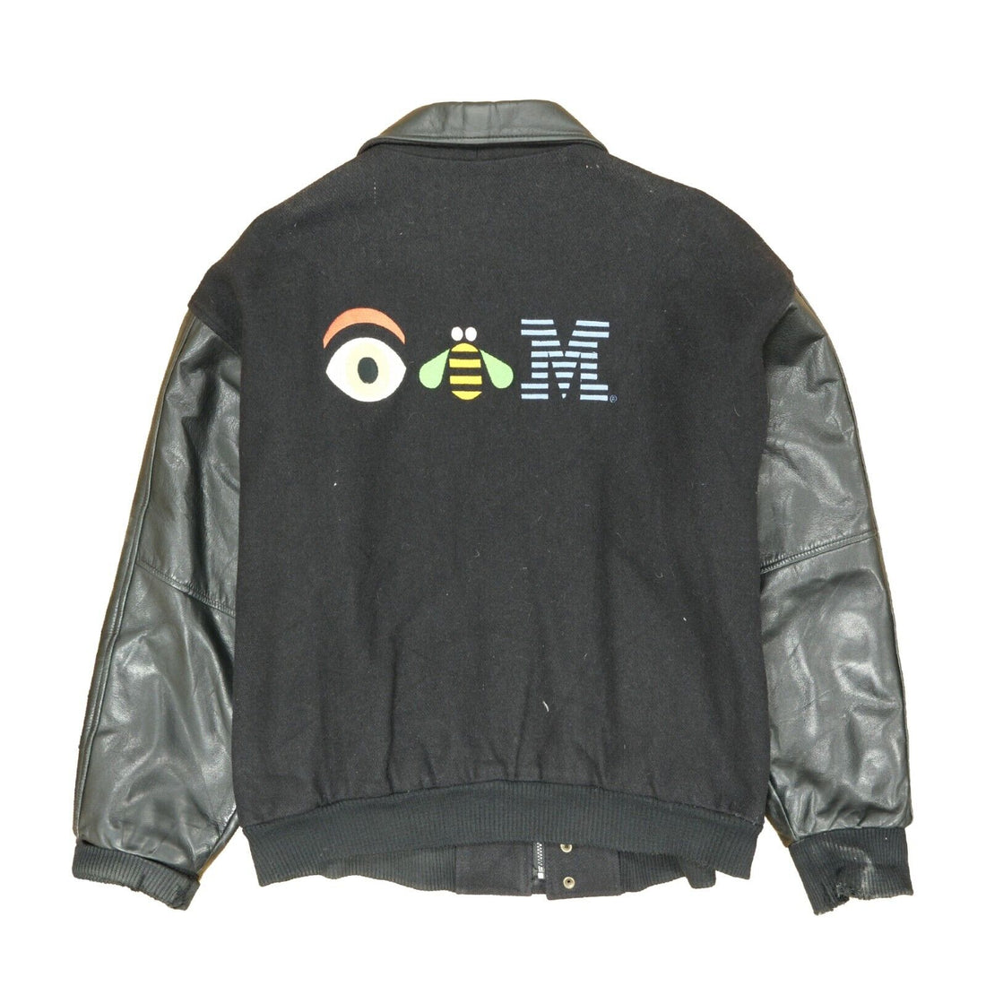 Vintage IBM Leather Wool Varsity Jacket Size 2XL Computer Logo