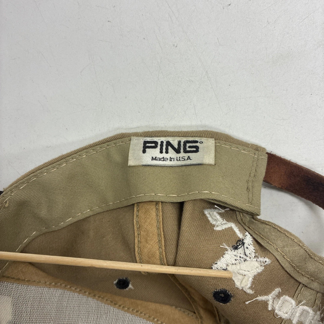 Vintage Ping Golf Two Tone Adjustable Hat Cap OSFA Leather Strap