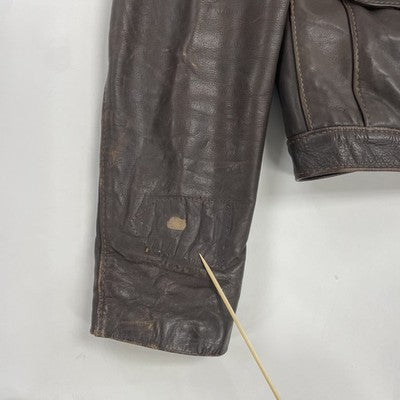 Vintage Chess King Leather Coat Jacket Size Small Brown