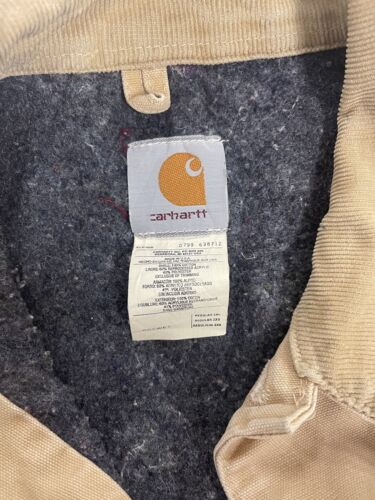 Vintage Carhartt Canvas Chore Jacket Size 2XL Beige Blanket Lined