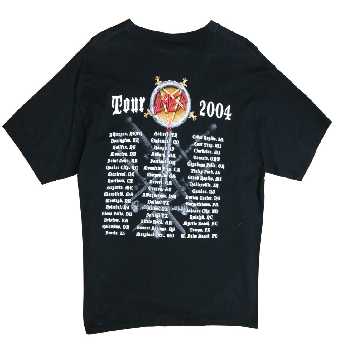 Vintage Slayer Tour T-Shirt Size Large Black Band Tee 2004
