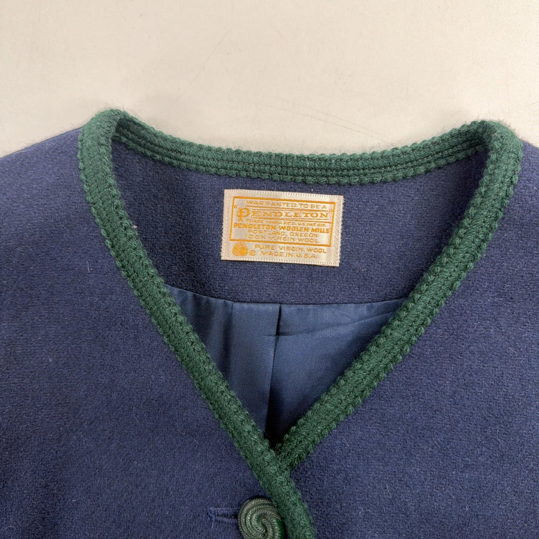 Vintage Pendleton Wool Cropped Jacket Womens Size Large Blue