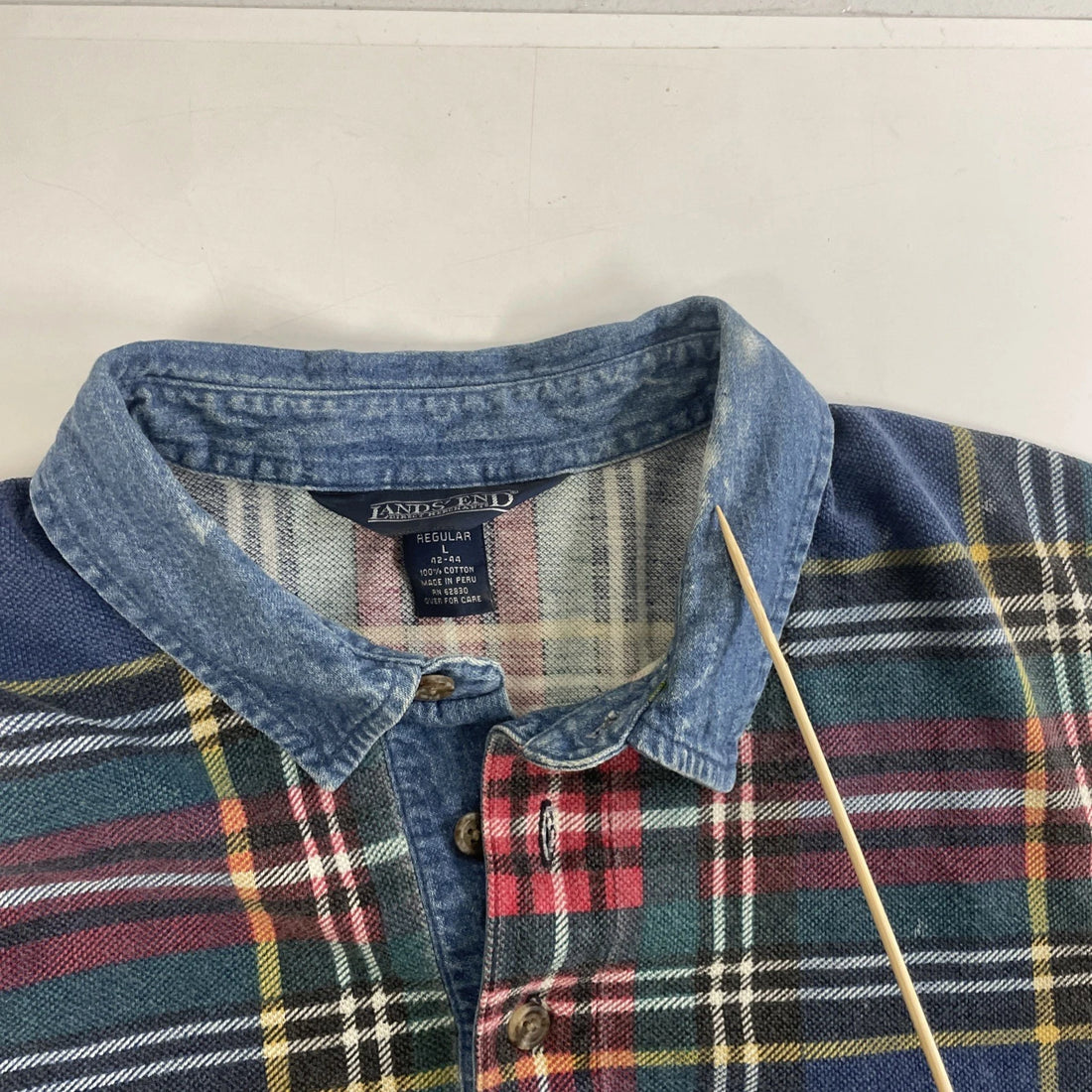 Vintage Lands' End Rugby Shirt Size Large Plaid