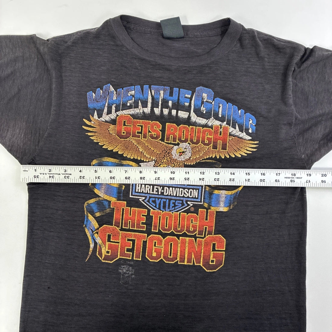 Vintage Harley Davidson 3D Emblem When The Going Gets Rough T-Shirt Large 1985