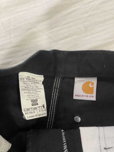 Carhartt Canvas Double Knee Work Pants Size 31 X 32 Black