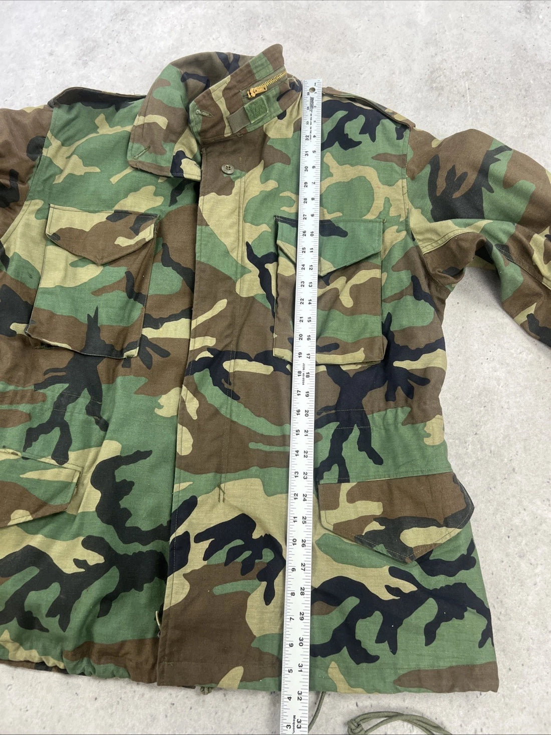 Vintage Military Army Woodland Camo Field Coat Jacket Size XL