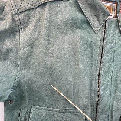 Vintage G-III Global Identity Leather Bomber Jacket Size Small Green