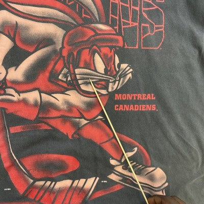 Vintage Montreal Canadiens Bugs Bunny T-Shirt Size XL 1996 90s NHL