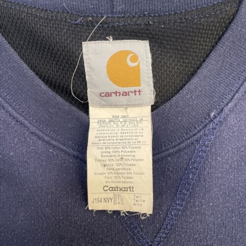 Vintage Carhartt Crewneck Sweatshirt Size 2XL Tall Blue Thermal Lined