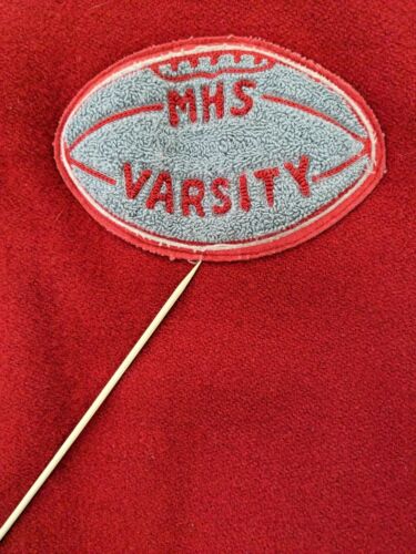 Vintage MHS Football Track Leather Wool Varsity Jacket Size 2XL Red