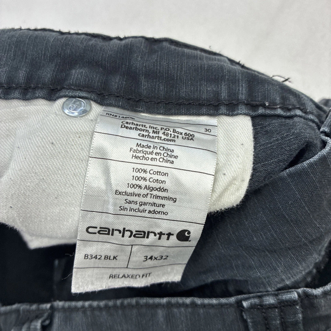 Carhartt Rip Stop Cargo Pants Size 34 X 32 Black Relaxed Fit