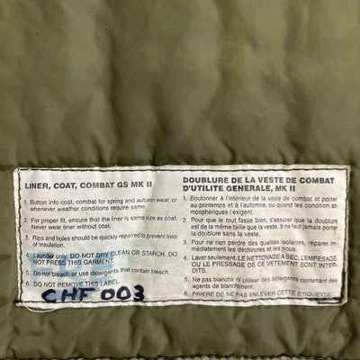 Vintage Marsna Combat Coat Liner Jacket Size 7146 Military Army 1992 90s