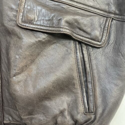 Vintage J Park Collection Leather Bomber Jacket Size XL Brown