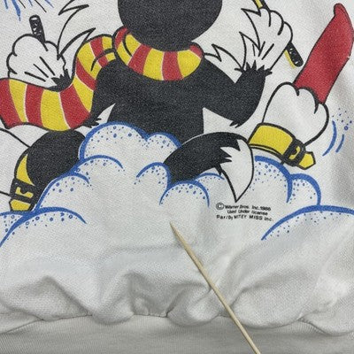 Vintage Tweety Bird Sylvester Ski Winter Crewneck Sweatshirt Size Small 90s