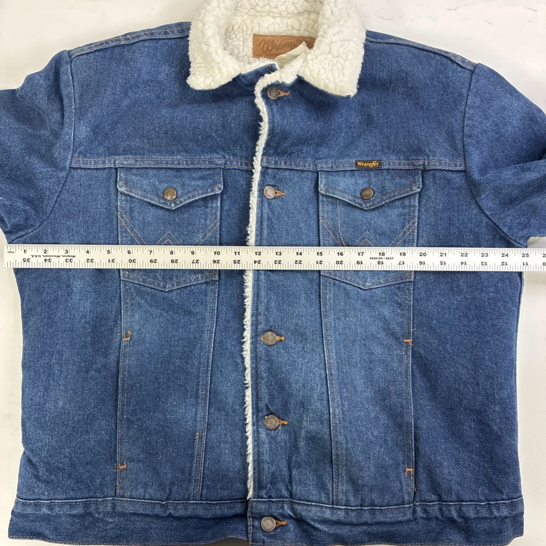Wrangler M-159 Western Sherpa Lined Denim Jacket Size Large Vintage