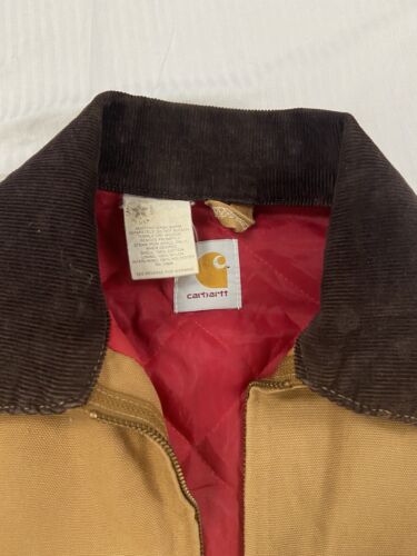 Vintage Carhartt Canvas Detroit Work Jacket Size 46 Tan Insulated