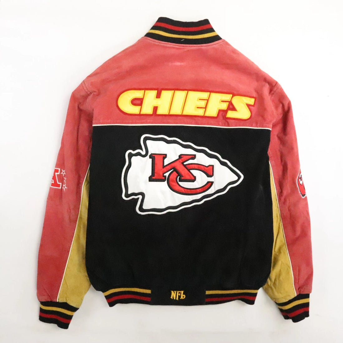 Kansas City Chiefs Leather Suede Varsity Jacket Size Large NFL