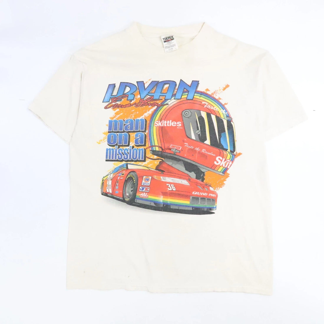 Vintage Ernie Irvan Man On A Mission Skittles Racing T-Shirt XL NASCAR