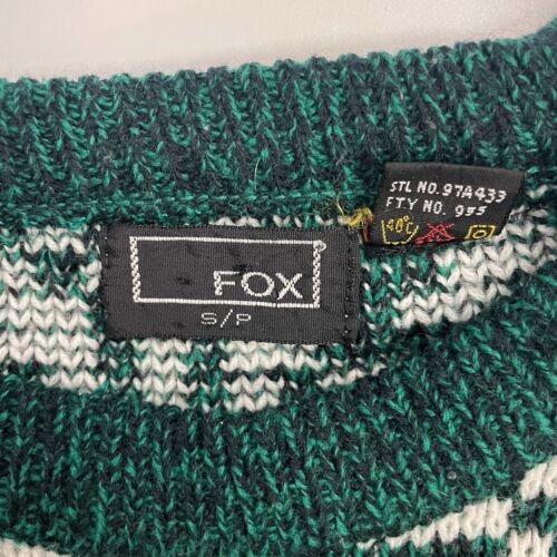 Vintage Fox Crewneck Sweater Size Small Green Fair Isle