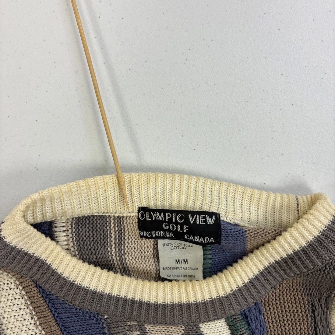 Vintage Olympic View Golf 3D Knit Crewneck Sweater Size Medium