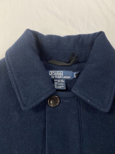 Vintage Polo Ralph Lauren Wool Coat Jacket Size Large Blue