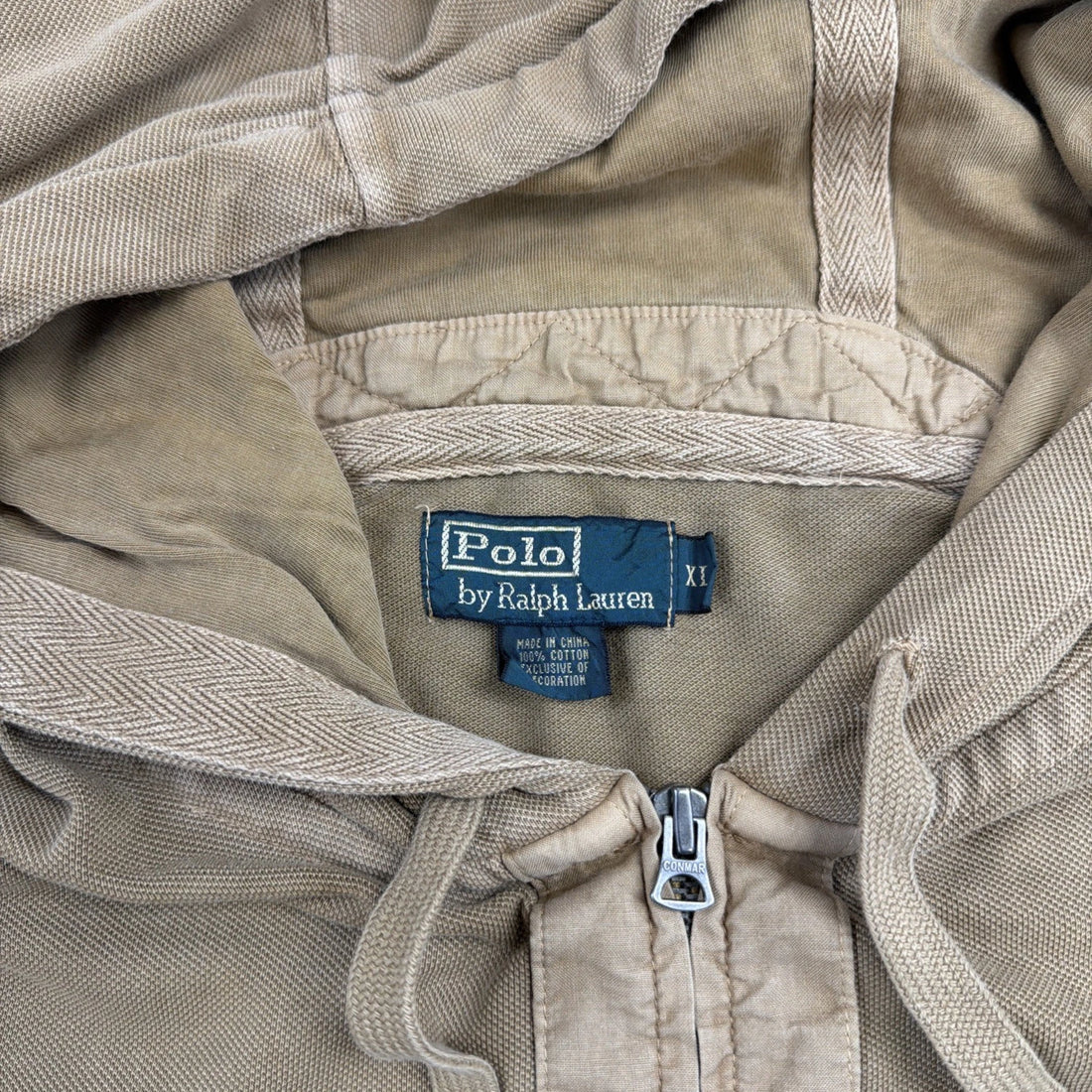 Vintage Polo Ralph Lauren Full Zip Sweatshirt Hoodie Size XL Brown