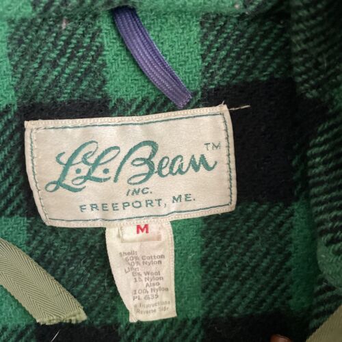 Vintage L.L. Bean Field Chore Coat Jacket Size Medium Green Wool Lined