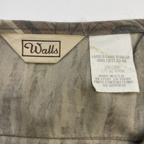 Vintage Wall's Tree Camo Hunting Vest Jacket Size XL Camouflage