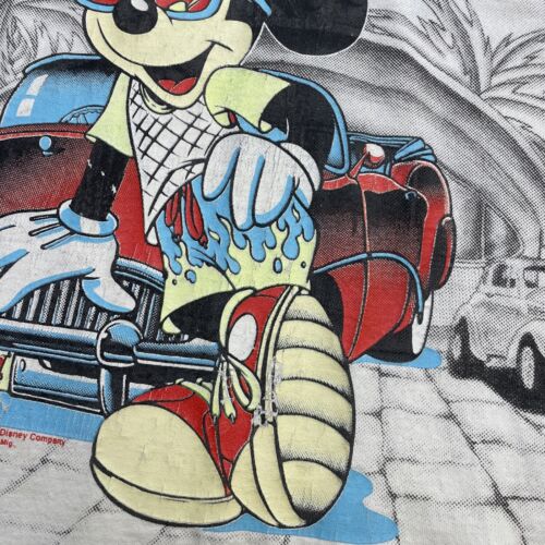 Vintage Mickey Mouse Diner Florida All Over Print T-Shirt Size XL