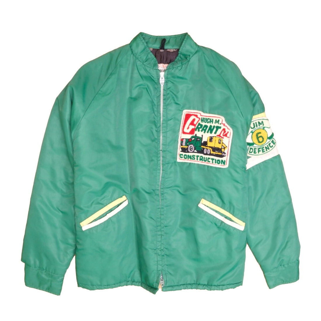 Vintage Hugh Grant Construction Jacket Size Large Green Lightning Zip
