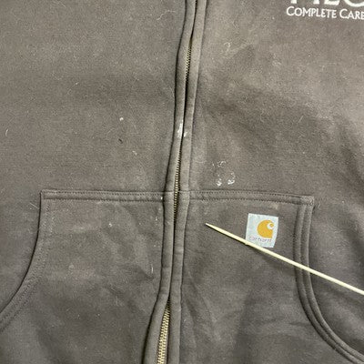 Vintage Carhartt Full Zip Sweatshirt Hoodie Size XL Brown Thermal Lined