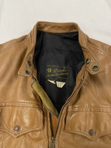 Vintage Brooks Leather Motorcycle Cafe Racer Jacket Size 36 Brown